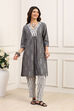 Grey Cotton Straight Suit Set image number 6