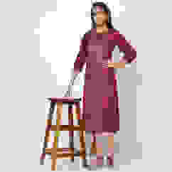 Maroon Viscose Straight Printed Kurta image number 0