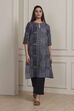 Blue Cotton Straight Kurta image number 5