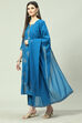 Royal Blue Cotton Straight Kurta Regular Pant Suit Set image number 5
