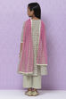 Pista Green Cotton Girls Flared Straight Kurta Palazzo Suit Set image number 7