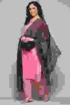 Navy Polyester Printed Dupatta image number 0