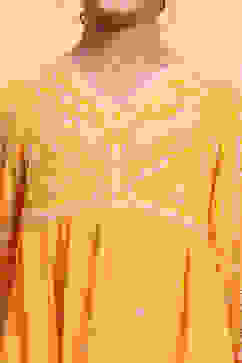 Yellow Polyester Blend Flared Suit Set image number 1