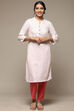 Olive Pink LIVA Straight Yarndyed Kurta image number 5