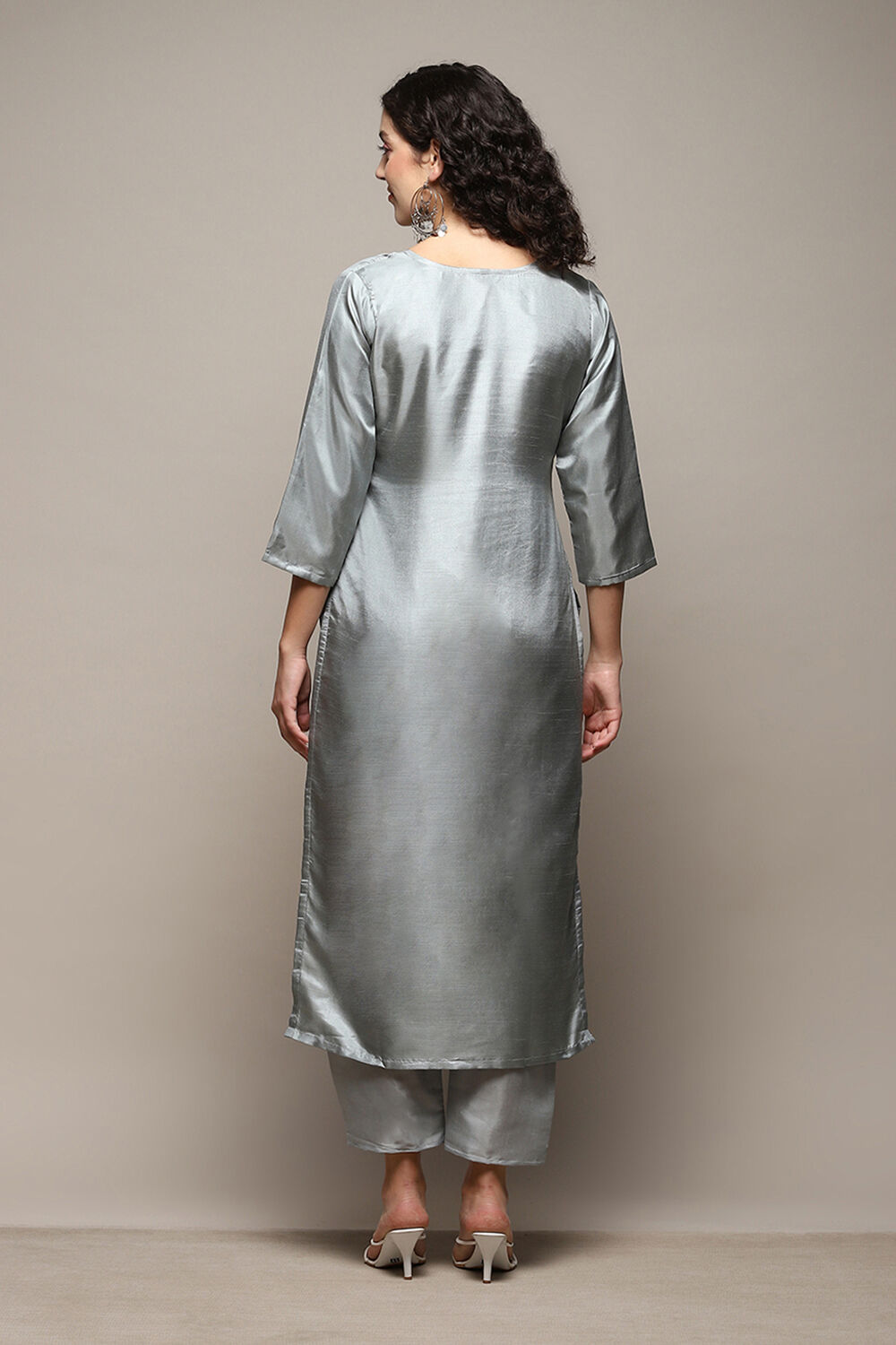 Blue Silk Blend Unstitched Suit Set image number 6