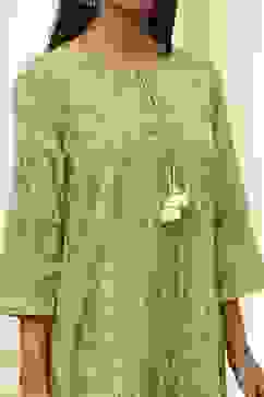 Mehendi Green Cotton Printed Straight Suit Set image number 1