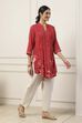 Red Viscose Rayon Straight Tunic image number 4