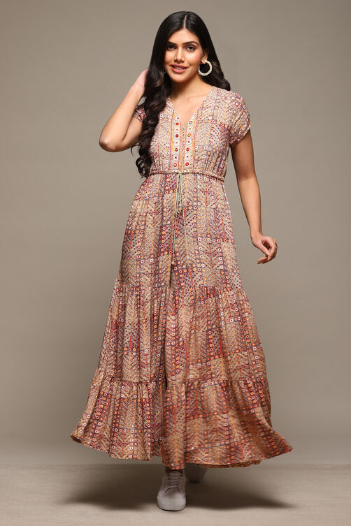 Grey Rayon Straight Printed Jumpsuit image number 5