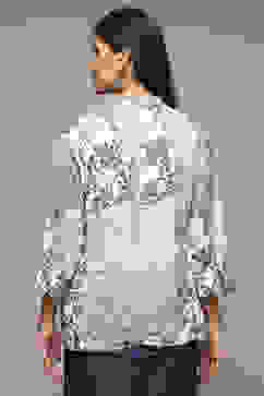 Marble White Rayon Printed Jacket image number 4