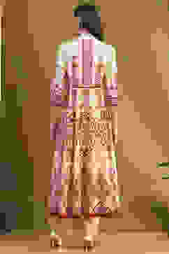 Ecru and Rust Cotton Printed Anarkali Kurta Set image number 4