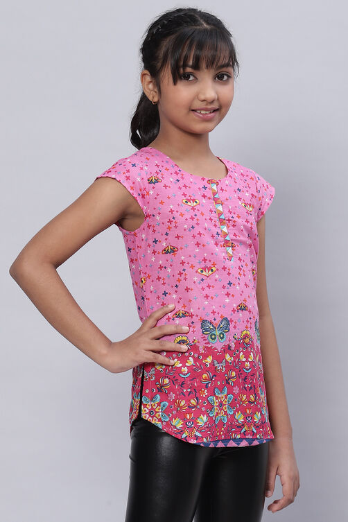 Pink Cotton Printed Top image number 3