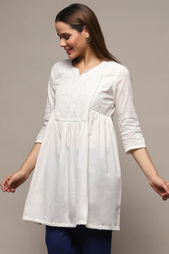 White Cotton Straight Kurta image number 2