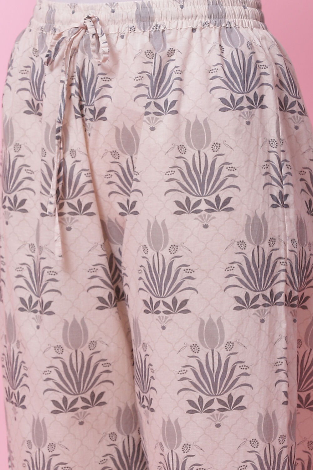 Peach Cotton Flared Kurta Set image number 2