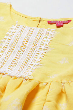 Yellow Cotton Blend Gathered Kurta Sharara Suit Set image number 1
