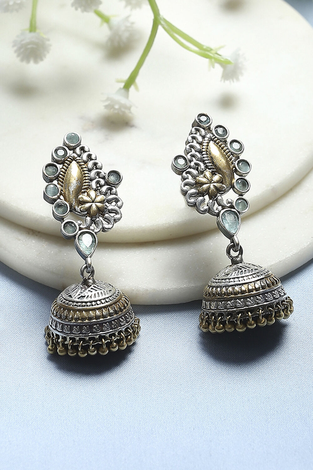 Mint Green Brass Jhumka image number 0