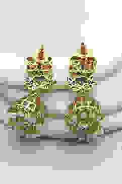 Gold Green Alloy Jhumka image number 2