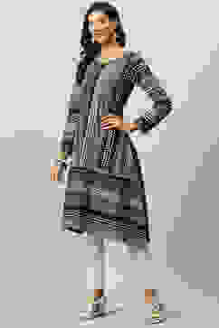 Black & Grey Acrylic Printed Dress image number 0