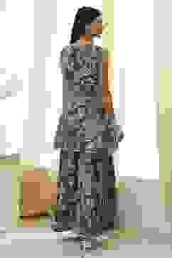 Green Cotton Floral Peplum Suit Set image number 4