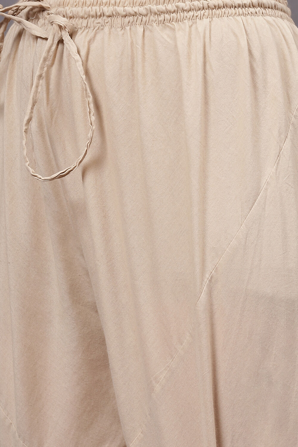 Beige Silk & Cotton Flared Kurta Suit Set image number 2
