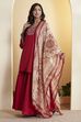 Red Cotton Straight Suit Set image number 3