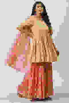 Mango Yellow Cotton Flared Kurta Garara Suit Set image number 6