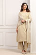 Pale-Yellow Voile Straight Kurta Palazzo Suit Set