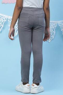 Grey Straight Poly Span Girls Bottom Wear image number 4