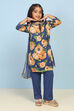 Blue Cotton Straight Printed Suit Set image number 6