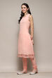 Pink Cotton Anarkali Kurta Churidar Suit Set image number 3