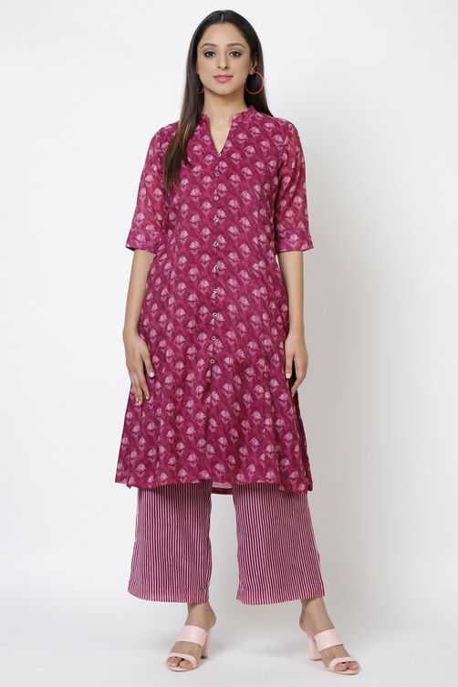 Navy Blue Art Silk Kurta Pants Set image number 0