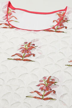 Pink Cotton Hand Block Print Unstitched Suit Set image number 1