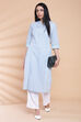 Mint Green Straight Cotton Printed Kurta image number 4