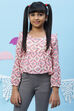 Pink And Cream Straight Cotton Printed Top image number 4