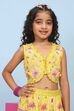 Yellow Cotton Tiered Lehenga Set image number 1