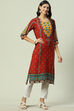 Rust LIVA Straight Printed Kurta image number 2