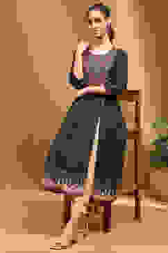 Black Cotton Printed Kurta image number 0