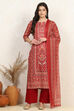 Pink Cotton Digital Print Unstitched Suit Set image number 7
