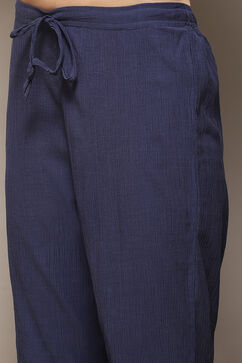 Blue Poly Viscose Straight Suit Set image number 2