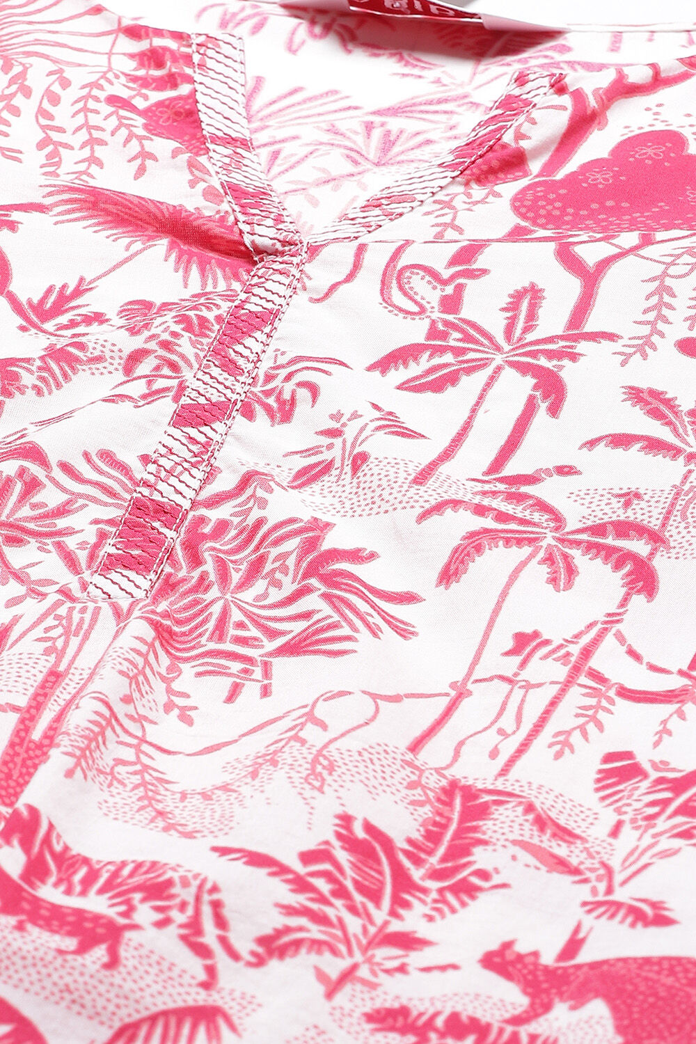 White And Blue Cotton A-Line Kurta Salwar Pant Suit Set image number 1