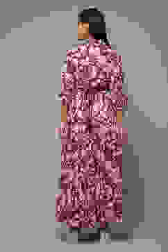 Purple Cotton Tiered Printed Dress image number 2