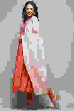 Orange Embroidered Detail Festive Anarkali Suit Set image number 4