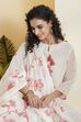 White Viscose Rayon Floral Straight Kurta Set image number 1
