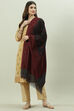 Black & Maroon Acrylic Yarndyed Dupatta image number 2