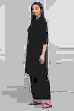 Black Cotton Solid Straight Kurta image number 2