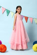 Pink Cotton Blend Gathered Gown image number 3