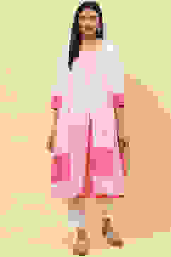 Pink LIVA Fusion Wear Set With Shrug image number 0