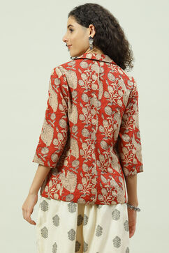 Terracotta Cotton Straight Printed Jacket image number 6