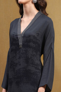 Indigo Printed Straight Short Kurta Set image number 1