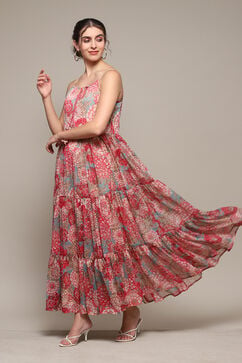 Coral Polyester Tiered Dress image number 2