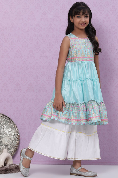 Mint Green Art Silk Short Kurti image number 5